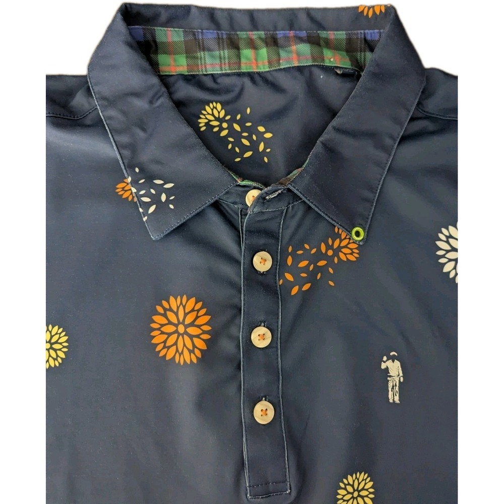 William Murray Performance Golf Polo Mens XL Blue Floral Chrysanthemums Shirt